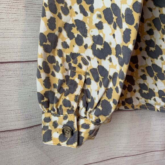 Cabi Providence Shirt Jacket Yellow Gray Leopard Print Safari Shacket Size M - Picture 11 of 16